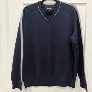 Express Men's V-Neck Sweater in Navy and Gray